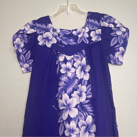 Kalena Fashions of Hawaii Dress Size XL Purple Tropical Floral Muumuu Patio - Picture 2 of 11